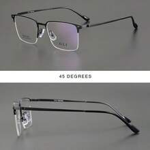 Monture de lunettes carrée en titane pur ultra-légère, lunettes unisexes rétro à demi-monture en titane de couleur unie, pour toutes les saisons