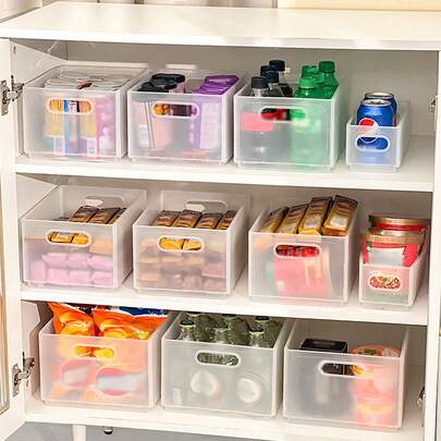 1/2/3pcs Multi Functional Transparent Plastic Storage Box, Foldable Cabinet Storage, Space Saving Pull-Out Storage Box, Snack And Beverage Organizer, Suitable For Storage Containers In Kitchens, Dining Rooms, Living Rooms, Bathrooms & Offices