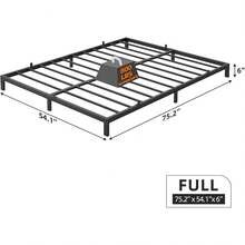 GarveeHome - Marco de Cama matrimonial de 6 Pulgadas, no Necesita somier, Base de colchón de Plataforma de Metal de Perfil bajo, no Necesita somier, fácil Montaje, sin Ruido/Negro - 6 pulgadas completas - Ver 7
