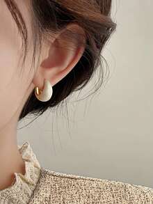 1 对优雅的法式复古简约白色滴油几何设计别致百搭金属耳环，适合女性日常、通勤、约会、派对、节日穿着 - 白色 - 查看 6