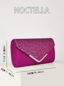 Noctella Bolso de embrague elegante y exquisito, bolso de hombro con decoración de lentejuelas elegante color rojo rosa, bolso sobre, bolso de noche para mujer, adecuado para fiestas, bodas, cenas y banquetes de mujeres. Muy adecuado para fiestas, bodas, bailes, cenas y banquetes. Es el mejor regalo para mujeres.
