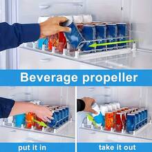 3pcs/5pcs Adjustable Refrigerator Beverage Rack, Soda Can Organizer, Drink Pusher, Beverage Bottle Storage Shelf, Suitable For Food Compartment & Kitchen, Space Saving, Easy Access Design