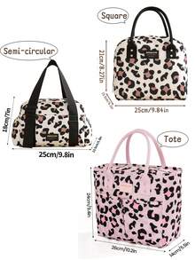 1pc Insulated Lunch Bag For Women Men, Reusable Lunch Box For Office Picnic Hiking Beach,Leakproof Cooler Tote Bag Organizer,Large Capacity Thermal Cooler Tote Bag With Handle, Waterproof Lunch Box Bag, Portable Lunch Organizer Pink Leopard Lunch Bag