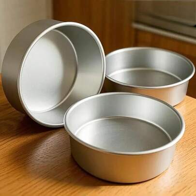 1pc/4PCS, Baked Round Cake Mold, Baking Tool, Fixed Base, Non-Stick Anodized Aluminum, Easy To Release From Mold, Stackable Durable Metal Cake Pan, Suitable For Multi-Layer Cakes – Can Be Used As A Baking Tray In The Oven, Durable Baking Utensils