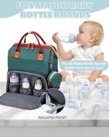 Diaper Bag Backpack, Baby Bag, New Mom Gifts, Lightweight Waterproof Unisex Diaper Bag With Insulated Pockets And USB Charging Port, Cyan ﻿ - xanh lam, xanh lục và đỏ - Xem 2