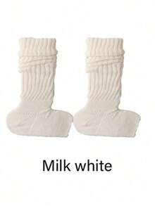 1/2 Pairs Of Autumn And Winter Clothing With Exposed Toe Design, Stacked Socks, Knitted Socks - Multicolor - View 12