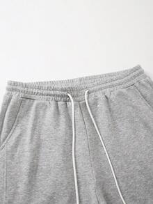 Men's Straight Wide Leg Pants, Loose Casual Trousers With Drawstring Elastic Waistdy Sweatpants For Spring And Autumn - Grey - View 5