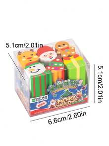 Set de 6 borradores de regalo de Navidad, premios y recompensas, caja de borradores divertidos y lindos, adecuados para recompensas en el aula, premios, recuerdos de fiesta, relleno de bolsas de regalo, escuela, oficina, hogar