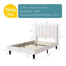 Platform Bed Frame With Velvet Upholstered Plush Vertical Channel Headboard, Full/Queen/King Size, No Box Spring Needed, Easy Assembly, White/Black/Pink/Blue/Green * Bed Frame Queen Queen Bed Frame Bed Frame Full Full Size Bed Frame King Size Bed Frame Twin Bed Frame Room Decor Home Decor Christmas Decor Bedroom Decor Valentine Day Decor Storage Living Room Decor Furniture House Decor - 白色 - 查看 7