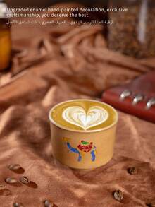 1 pieza Taza de espresso de cerámica gruesa de Oriente Medio - Taza de cerámica esmaltada hecha a mano con patrón de camello - Cerámica creativa - Regalo de recuerdo - Camello del desierto - Taza de agua - Taza de té