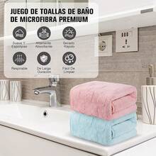 Baño Algodón Vellón de Coral, Toallas de Baño Ultra Suaves,Toallas Playa Absorbentes Gran Tamaño 70CM*140CM, Playa, Piscina, Fitness, SPA - Azul+Rosa - Ver 7