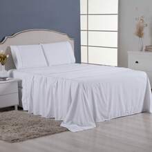 Ponto Palito Bed Sheet Set Kit Single/Double/Queen/King MicroPercal 4 Pieces With Pillowcase 400 Thread Count - White - View 7