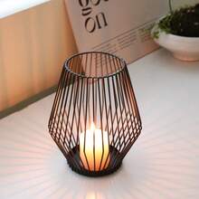 1pc Diamond Shaped Iron Wire Candle Holder,European Style Wrought Iron Candle Holder Wedding Candle Metal Decoration Desk Tray Wire Candelabra Holder Votive Tealight Candle, Taper Candle Holder, Event Styling, Home Decoration, Decorative Tray, Vintage Candle Stand, Handcrafted Holder, Durable Metalwork, Votive Candle Stand, Interior Designers, Bridal Decor