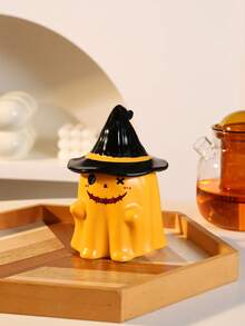 1pc Ceramic Ghost Mug, Cute Ceramic Coffee Cup With Lid, Hand-Painted High-Quality Ceramic Cup, Suitable For Halloween Decoration, Party Dining Tableware, Gift, Holiday