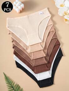 7pcs Women's Sexy Ribbed Cotton Panty Underwear Lingerie Women Seamless Comfy Panties Underwear