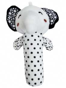 黑白动物摇铃玩具，0-3-6-12个月婴儿手摇摇铃玩具，带皱纹纸和BB声音，婴儿礼物 - 彩色 - 查看 8