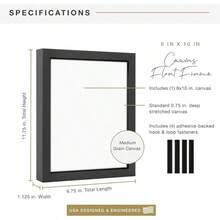 MCS Floating Frame With Canvas Included Art Frames For Canvas Paintings With Adhesive Fasteners And Hanging Hardware Black 8 X 10 Inch