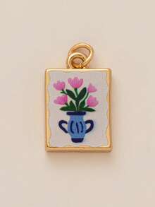 1 Piece Of Cute Printed Cat, Flower, Snail, Piglet, Horse, Pigeon, Moon, Cake Pattern Pendant, Electroplated With 18K Gold, Suitable For DIY Jewelry Accessories, Necklaces, Bracelets, Earrings, Keychains, Bag Chain Accessories, Women's Jewelry Accessories, Gold-Plated Pendant, Trinkets