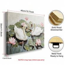 1 幅带框/无框莲花天鹅复古帆布印刷海报复古简约艺术画墙画适用于客厅卧室宿舍公寓、现代家居装饰、礼物 - 杏色 - 查看 11