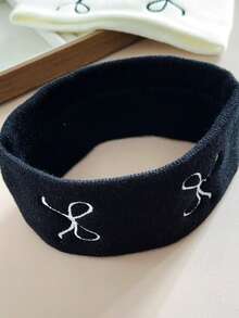 2pcs Women Elegant Minimalist Bow Print Headband Set, Black And White Classic Versatile Styles, High Elastic Moisture-Wicking Hair Bands Suitable For Daily Wear, Sports, Yoga, Dancing And More,Gifts,Travel,Gifts For Women,Hair Stuff,Stocking Stuffers