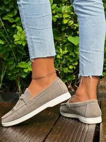 Mocassins Primavera/Outono 2025, Sola Leve Arredondada com Franjas, Slip-On Antiderrapante, Sapatos Casuais Femininos da Moda, Uso Diário, Sapatos Slip-On Femininos