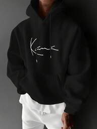 Herren Fleece Hoodie mit abstraktem Liniendruck, Streetstyle, Herbst/Winter, Langarm Oberteil