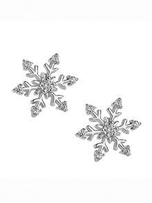 1 par de pendientes de botón con circonita cúbica con diseño de copo de nieve elegante para adolescentes, para fiesta de Navidad, joyería de regalo para niñas el Día de Navidad - 1# - Ver 3