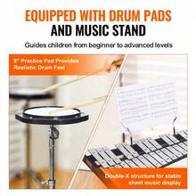 32-Note Glockenspiel Xylophone Set With Mallets, Adjustable Stand & Practice Pad - Perfect For Beginners And Music Enthusiasts - White - View 5