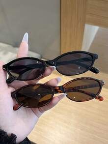 Retro Fashionable Full Rim Fashion Glasses, Versatile New Style For Summer Beach Vacation,Outdoor,Travel Shades Casual Style Oval Frame For Going Out Outfit,Back To School - Tortoiseshell - View 14