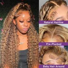 NARNI Honey Blonde Wig Human Hair 13x6 HD Transparent Deep Wave Lace Front Wigs Human Hair P4/27 Highlight Curly Human Hair Wig Wet And Wavy Ombre Colored Glueless Human Hair Wig 250 Density Pre Plucked Lace Frontal Wigs For Women - S4/27 - 查看 2
