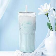 Glass Cups With Lids And Glass Straws High Borosilicate 20OZ Tumblers 2Pcs For Coffee Tea Juice Smoothies Hot/Cold Drinks At Home Office - 透明 20 盎司 - 查看 6