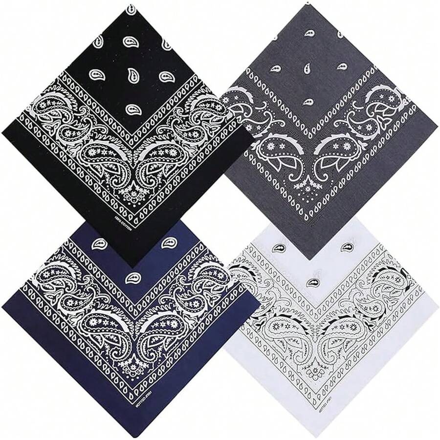 4 Piezas Paliacates Para Hombre, Bandanas Hombre, Bandana, Paliacate, Muy Adecuado Para Pañuelos De Cabeza o Para Pañuelos, Pañuelos, Máscaras, Pulseras, Decoración De Bolsos, Etc - 1 - Ver 1