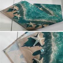 1pc Nautical Starfish Table Runner, Ocean Theme Non-Slip Woven Polyester, Rectangular Home Decor, Beach Style Faux Linen Table Runner