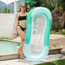1pc Inflatable Swimming Float With Backrest, Pool Party Accessory - Multicolor - View 9