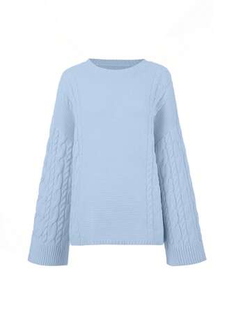 Joy Knit 冬季新款时尚针织上衣，简约休闲百搭风格 - 温柔复古甜美宽松版型 - 返校季 - 舒适基础款纯色圆领套头衫 - 麻花针织圆领毛衣 - 宽松长袖针织上衣 - 女士办公装 - 外出上衣 - 旅行机场 - 圣诞节 - 新年