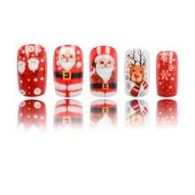 Christmas Best-Seller Cute Cartoon Press On Nails |   Santa, Snowflake & Reindeer Design