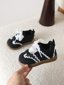 1 双春夏季软底低帮休闲鞋，透气网眼幼儿女童鞋 - 黑色 - 查看 2