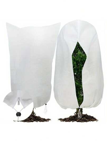 1 szt. Duża biała plastikowa osłona na rośliny z zamkiem błyskawicznym i ściągaczem – worek chroniący przed mrozem do drzew owocowych, krzewów i roślin doniczkowych – wielokrotnego użytku zimowa osłona na rośliny, zimowa pielęgnacja roślin | Pokrowiec z zapięciem na ściągacz | Pokrowiec odporny na warunki atmosferyczne, pokrowiec ochronny na rośliny