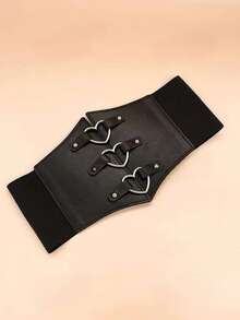 1pc Heart-Shaped Cinch Waist Belt, French Retro Style Elastic Waist Cincher For Dresses, Shirts, Sweaters, Suits, Versatile Fashion Accessory For Women Halloween Costume