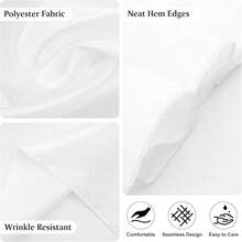 4 khăn trải bàn hình chữ nhật bằng vải satin kích thước 58 x 102 inch, chống bẩn và nhăn, có thể giặt được, vải mịn, khăn trải bàn bằng vải satin bóng thích hợp cho bàn ăn, đám cưới, sự kiện tiệc tùng (màu vàng hồng) - trắng - Xem 5