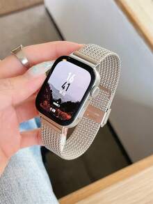 1pc Metal Band, Compatible With Huawei Watch Fit 1/Fit 2/Fit 3/Fit 4/Fit 4 Pro Smartwatch/Fitness Tracker Strap - Starlight Color - View 7