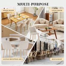 WARMTOBABY 2/4/6 Pcs Modern Fabric Upholstered Dining Chairs With Oak Legs,Weight Capacity 300lbs,Easy Clean Fabric,Ergonomic Curved Back - 米色 - 查看 8