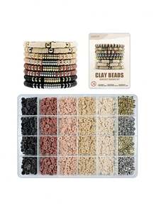 Polymer Clay Beads Kit, Mix Colors Soft Flat Polymer Clay Beads Kit For Jewelry Making, DIY Bracelet Necklace Birthday Gifts Craft Supplies