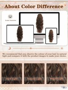 18" Ponytail Extension Multi Layered Pony Tails Hair Extensions Claw Clip In Ponytail Fluffy Thick Water Wave Hair Fake Pony Tails Wig Soft Natural Looking Hairpiece For Women (Chestnut Brown) Hair Extensions - Light Brown - View 9