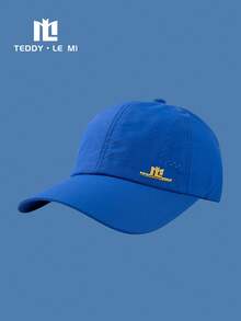 TEDDY LE MI 1pc Unisex Couple Black/Navy Blue/Royal Blue/White/Beige/Light Grey/Dark Grey Metal Letter "TEDDYLEMI" Breathable Perforated Summer Quick-Dry Sun Protection Casual Baseball Cap, Outdoor Hiking Running Office Home Travel Hat