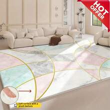 Esta alfombra de gran tamaño recién actualizada pesa 950g/㎡, con una textura de terciopelo gruesa para una sensación talla grande cómoda. Es resistente a la decoloración y al desgaste, con partículas de fricción ampliadas en la parte posterior que mejoran el agarre, lo que le permite fijarse firmemente en el suelo. Esta lujosa alfombra de alta calidad es imprescindible para la decoración del hogar. - Multicolor - Ver 14