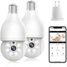 E T EASYTAO. |   2PCS Q17 Foco con Camara de  WiFi, 2MP Camara de Foco 360 ° , iCSee Tris Home App, Base E27, Visión Nocturna, Audio Bidireccional, Detección de Movimiento, Compatible con Alexa - 2 piezas - Ver 1