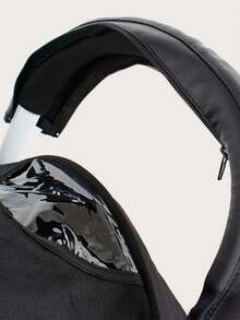 1pc Baby Stroller Handlebar Cover, Removable & Washable Zipper Handle Grip - Black - View 6