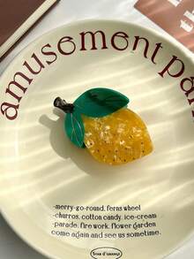 1pc Fruit Themed Hair Claw Clips, Novelty Strawberry, Lemon, Banana, Cherry, Hair Claw Hair Accessories, Unique Pitaya, Pineapple, Durian, Strawberry, Shark Claw Clips, Simple Hair Clips For High Ponytail - Multicolor - View 10