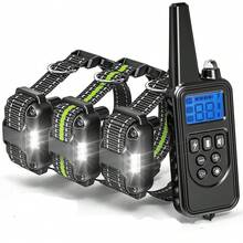 Waterproof Dog Training Collar, Remote Range 2600ft, 3 Training Modes: Beep, Shock, Vibration, Rechargeable Shock Collar Suitable For Small, Medium And Large Dogs, Remote And Collar Both Have LED Lights, Can Control 1, 2 Or 3 Dogs Simultaneously - Black - View 16